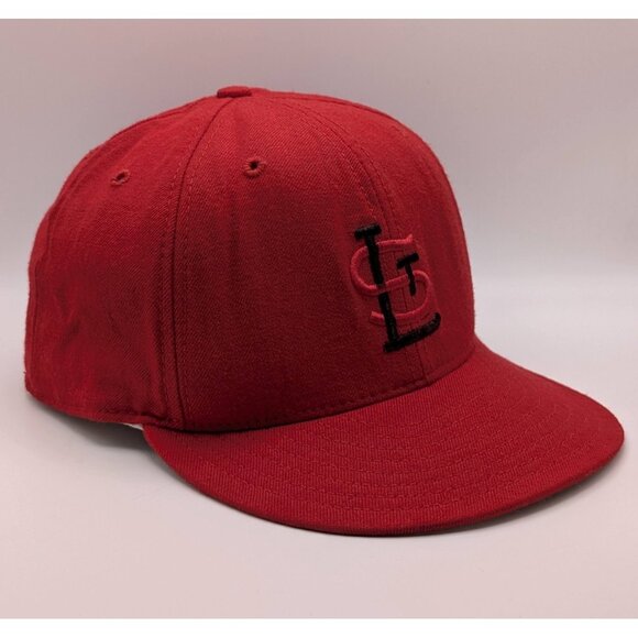 Vintage New Era St. Louis Cardinals Fitted Hat Size 7 5/8 VTG 80s Red & Black - Picture 1 of 7